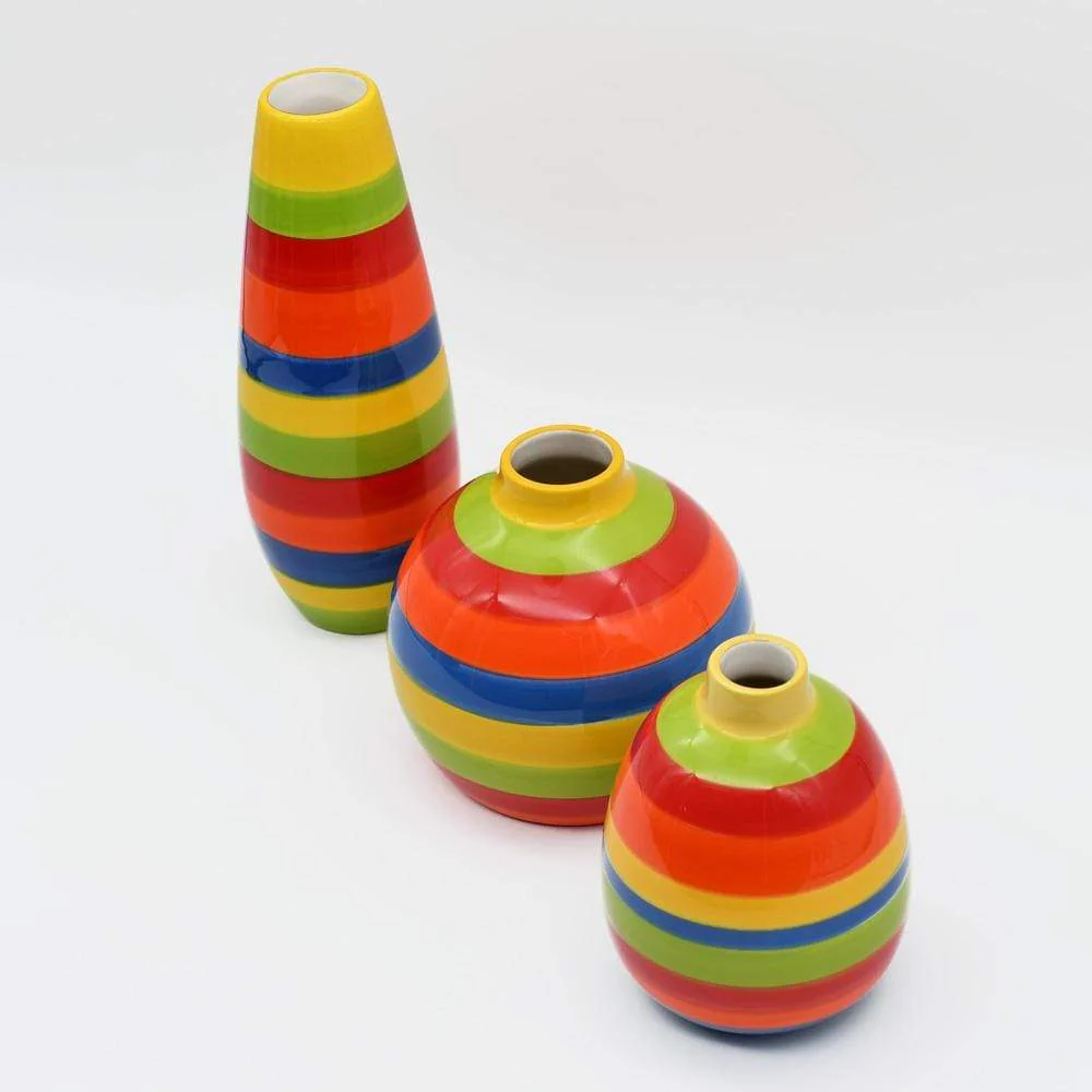 Ensemble de 3 vases rayés multicolores – Image 4