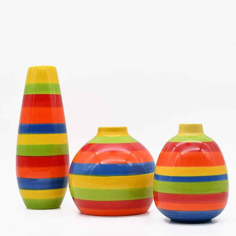 Ensemble de 3 vases rayés multicolores – Image 2